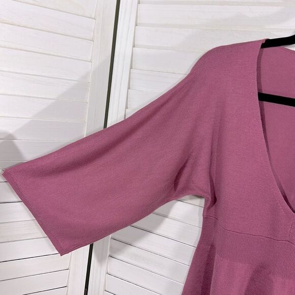 MIXIT Sweater Medium Pink Wool Blend Plunge Neckline - Picture 7 of 13